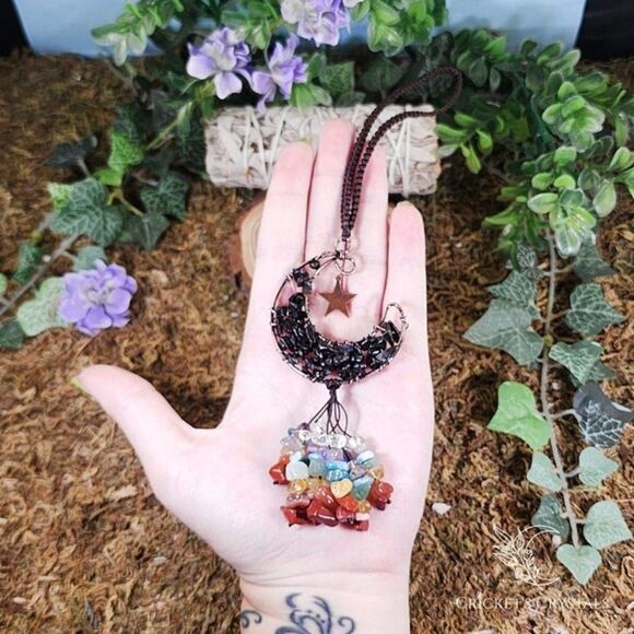 Handmade Obsidian Crystal Moon Décor #5 - Picture 3 of 3